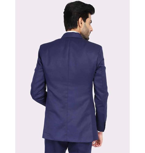 Men Blue Solid Single-Breasted Two-Piece Formal Suit